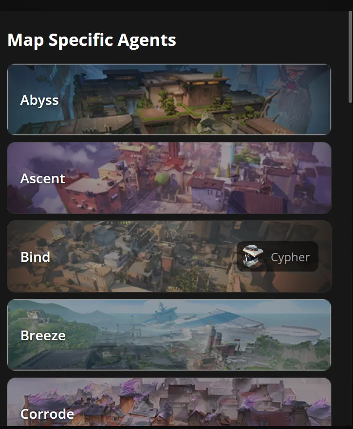 Map specific agent selection